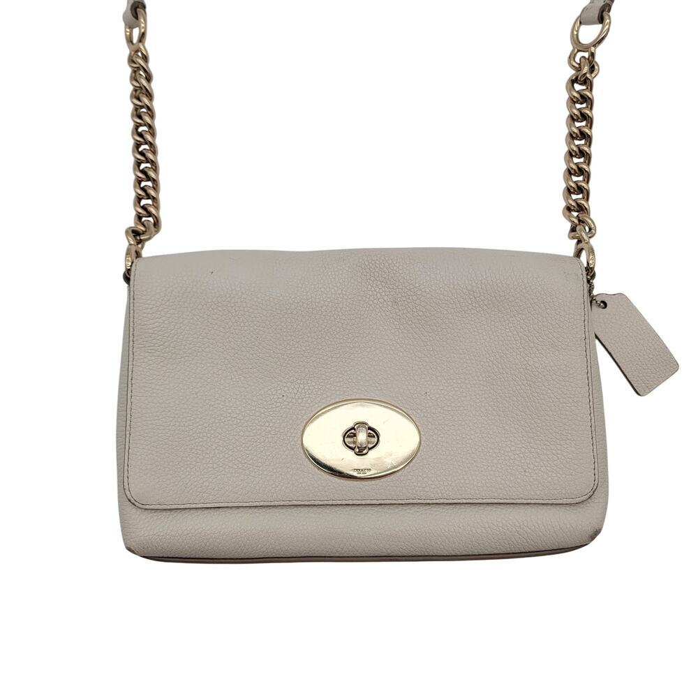 VTG Coach Cream Flap Twist Lock Purse